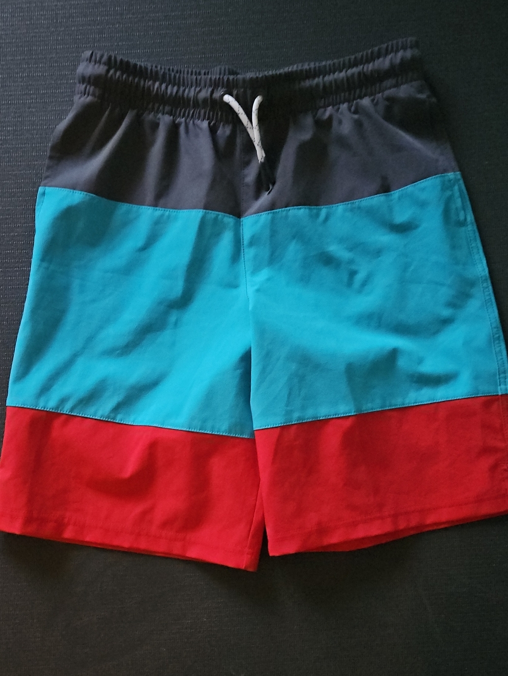 Boy's Colorblock Swim Trunks - Grey Turquoise Red.  #114